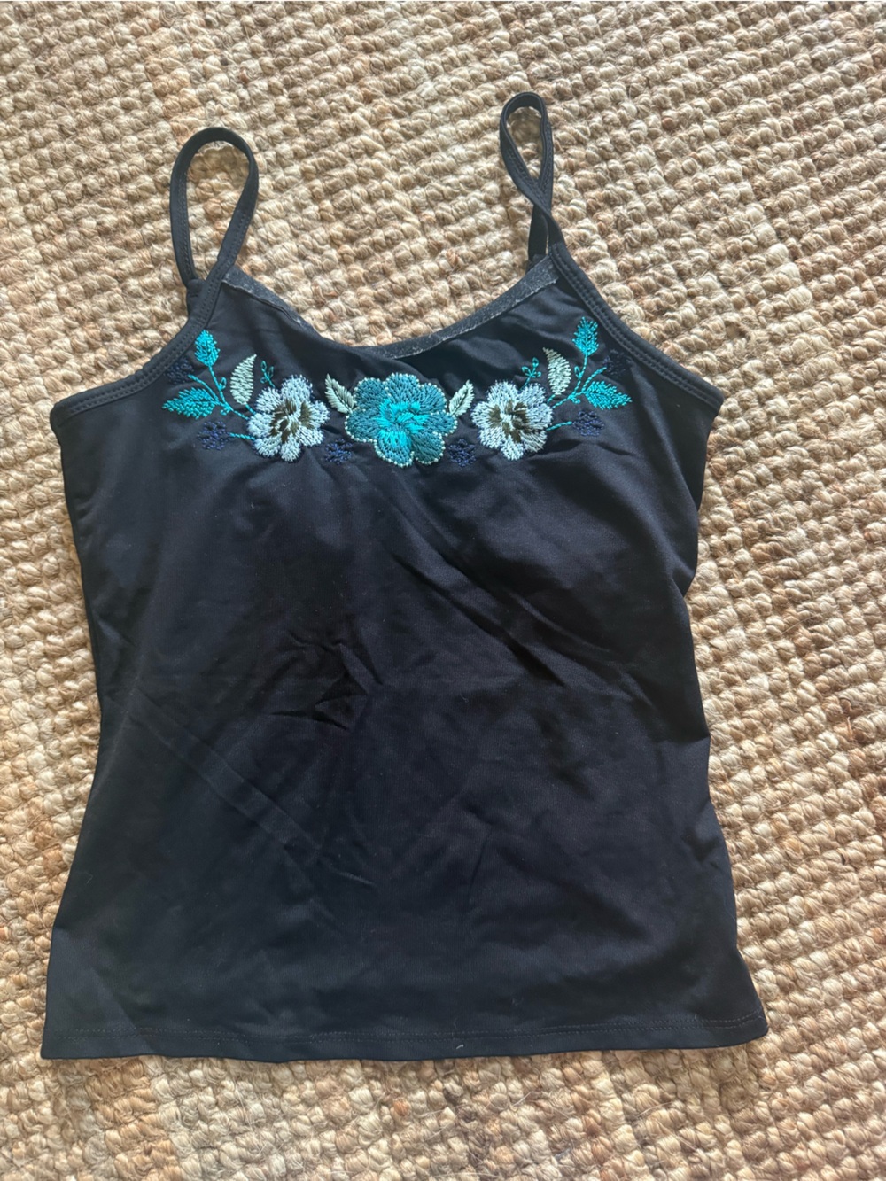 New York & Company Black Camisole with Teal Accent